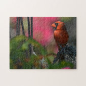 Roter Kardinal in Profilfotografie Puzzle (Horizontal)