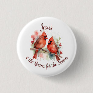 Roter Kardinal Jesus ist der Grund für die Weihnac Button
