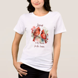 Roter Kardinal Jesus ist der Grund für die Weihnac Tri-Blend Shirt