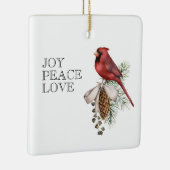 Roter Kardinal, JOACE PEACE LIEBE Editable Christm Keramikornament (Rechts)