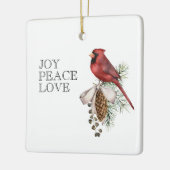 Roter Kardinal, JOACE PEACE LIEBE Editable Christm Keramikornament (Links)