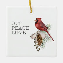 Roter Kardinal, JOACE PEACE LIEBE Editable Christm