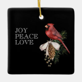 Roter Kardinal, JOACE PEACE LIEBE Editable Christm Keramikornament