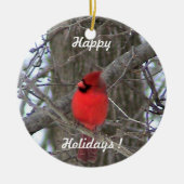 Roter Kardinal Keramik Ornament (Vorne)