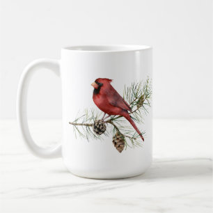 Roter Kardinal, Kiefernfüße, Weihnachten der Zwe Kaffeetasse