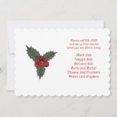 Roter Kardinal-Kranz-Weihnachts-Potluck-Abendessen Einladung (Rückseite)