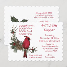 Roter Kardinal-Kranz-Weihnachts-Potluck-Abendessen