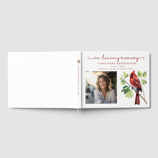 Roter Kardinal Love Memory Beerdigung Gedächtnis F Gästebuch (Voll)