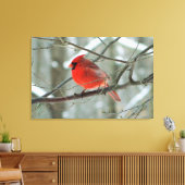 Roter Kardinal (männlich) Wintergepflasterte Leinw Leinwanddruck (Insitu (Wohnzimmer))