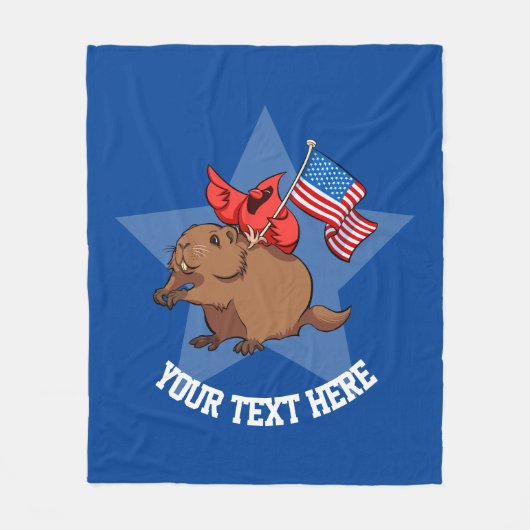 Roter Kardinal mit amerikanischer Flagge auf dem B Fleecedecke (Vorderseite)