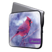 Roter Kardinal mit Name Laptop Sleeve (Vorderseite Links)