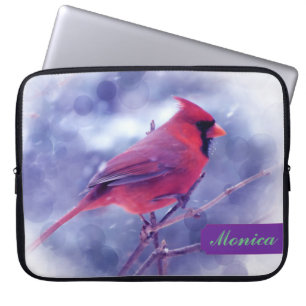 Roter Kardinal mit Name Laptop Sleeve