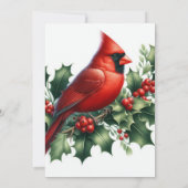 Roter Kardinal mit Stechpalme Weihnachts-Open-Hous Einladung (Rückseite)