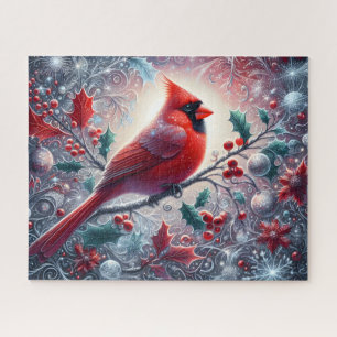 Roter Kardinal mit Stechpalmenbeere Puzzle