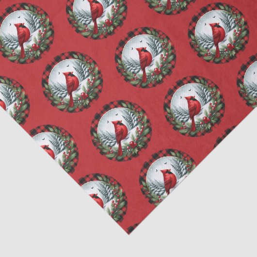 Roter Kardinal mit Stechpalmenbeeren Seidenpapier (Ausschnitt)