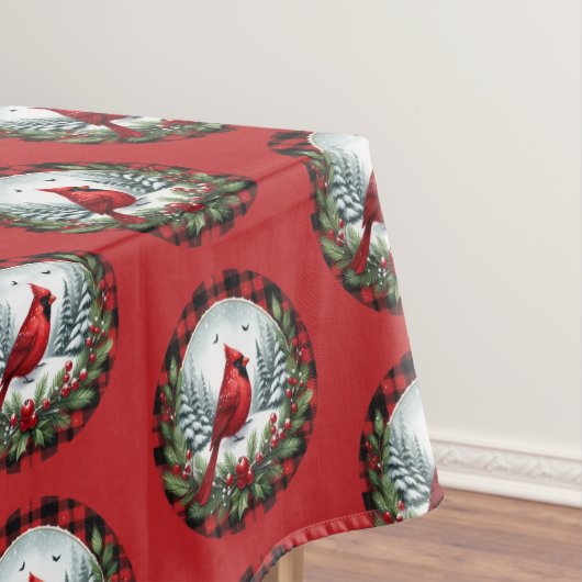 Roter Kardinal mit Stechpalmenbeeren Tischdecke (Beispiel)