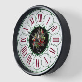 Roter Kardinal mit Weihnachtsmauer Uhr (Winkel)