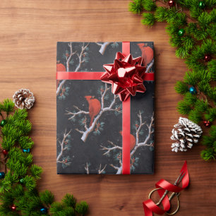 Roter Kardinal mit Winterroten Berries Geschenkpapier
