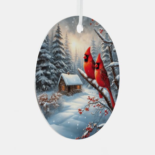 Roter Kardinal Ornament Aus Metall (Vorderseite Rechts)