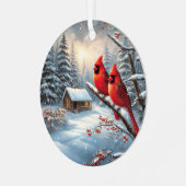 Roter Kardinal Ornament Aus Metall (Vorderseite links)