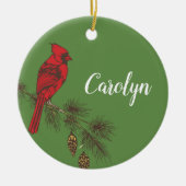 Roter Kardinal Personalisiert Keramik Ornament (Vorne)