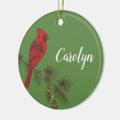 Roter Kardinal Personalisiert Keramik Ornament (Links)