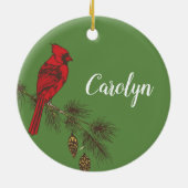 Roter Kardinal Personalisiert Keramik Ornament (Hinten)