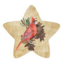 Roter Kardinal Pine Cones Holiday Star Stickers