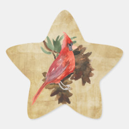 Roter Kardinal Pine Cones Holiday Star Stickers