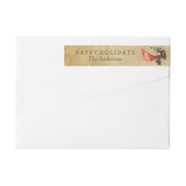 Roter Kardinal Pine Cones Holiday Wraparound Label