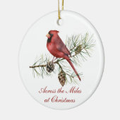 Roter Kardinal Pine Cones über die Meilen Weihnach Keramik Ornament (Links)