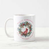 Roter Kardinal Pine Wreath Frohe Weihnachten Kaffeetasse (Links)