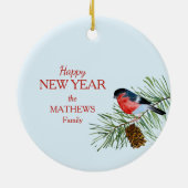 Roter Kardinal Poinsettia Keramik Ornament (Hinten)