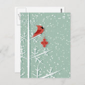 Roter Kardinal Postkarte (Vorne/Hinten)