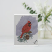 Roter Kardinal Postkarte (Stehend Vorderseite)