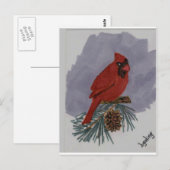 Roter Kardinal Postkarte (Vorne/Hinten)
