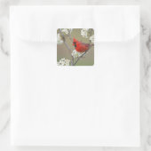 Roter Kardinal Quadratischer Aufkleber (Tasche)