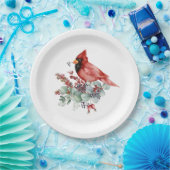 Roter Kardinal, Rote Bereren, Eukalyptus - Weihnac Pappteller (Party)