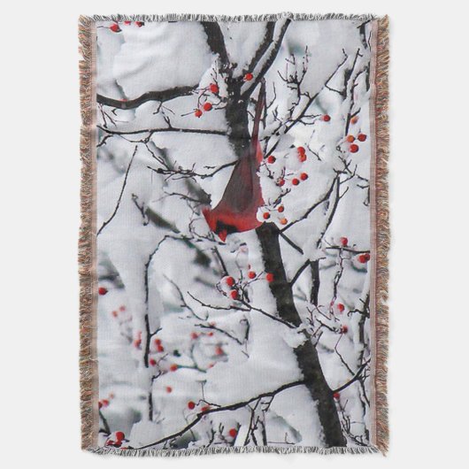 Roter Kardinal Schneebaum Foto Decke (Vorderseite Vertikal)