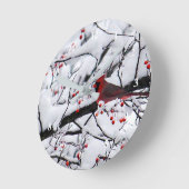 Roter Kardinal Schneebaum Foto Runde Wanduhr (Winkel)