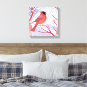 Roter Kardinal | Schöne Aquarellmalerei Leinwanddruck (Insitu (Schlafzimmer))