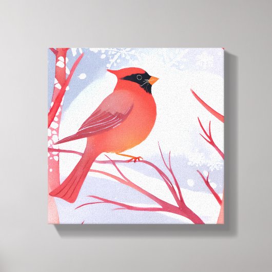Roter Kardinal | Schöne Aquarellmalerei Leinwanddruck (Vorderseite)
