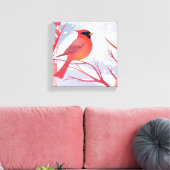 Roter Kardinal | Schöne Aquarellmalerei Leinwanddruck (Insitu (Wohnzimmer))