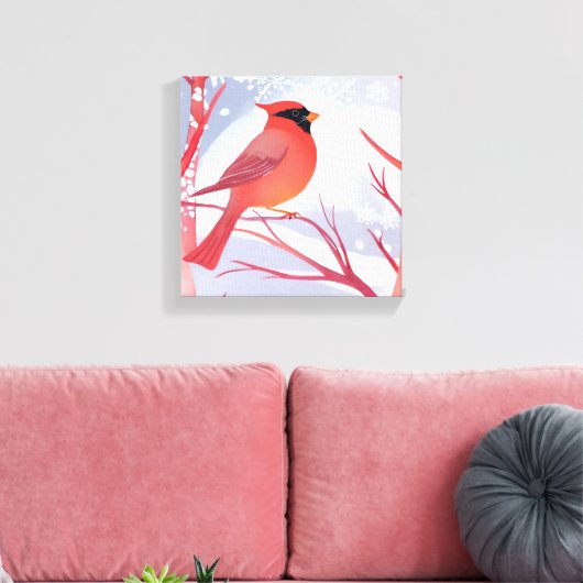 Roter Kardinal | Schöne Aquarellmalerei Leinwanddruck (Insitu (Wohnzimmer))