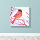 Roter Kardinal | Schöne Aquarellmalerei Leinwanddruck (Insitu (Holzboden))