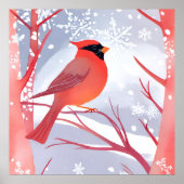 Roter Kardinal | Schöne Aquarellmalerei Poster (Vorne)