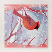Roter Kardinal | Schöne Aquarellmalerei Puzzle (Horizontal)