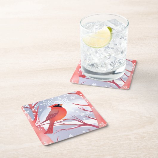 Roter Kardinal | Schöne Aquarellmalerei Rechteckiger Pappuntersetzer (Vor Ort)