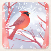 Roter Kardinal | Schöne Aquarellmalerei Rechteckiger Pappuntersetzer (Vorderseite)