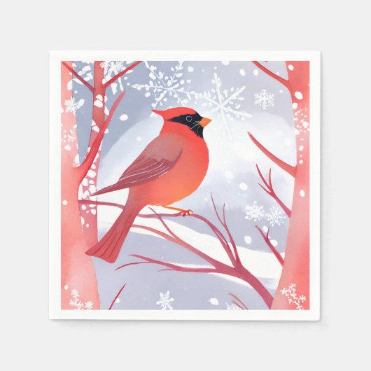 Roter Kardinal | Schöne Aquarellmalerei Serviette (Vorderseite)
